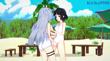 Miku Kohinata and Laura Bodewig lesbian play. – Symphogear & Infinite Stratos Hentai