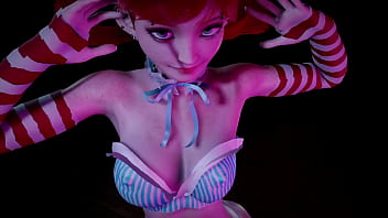 Red head girl with pigtails dancing : 3D Hentai